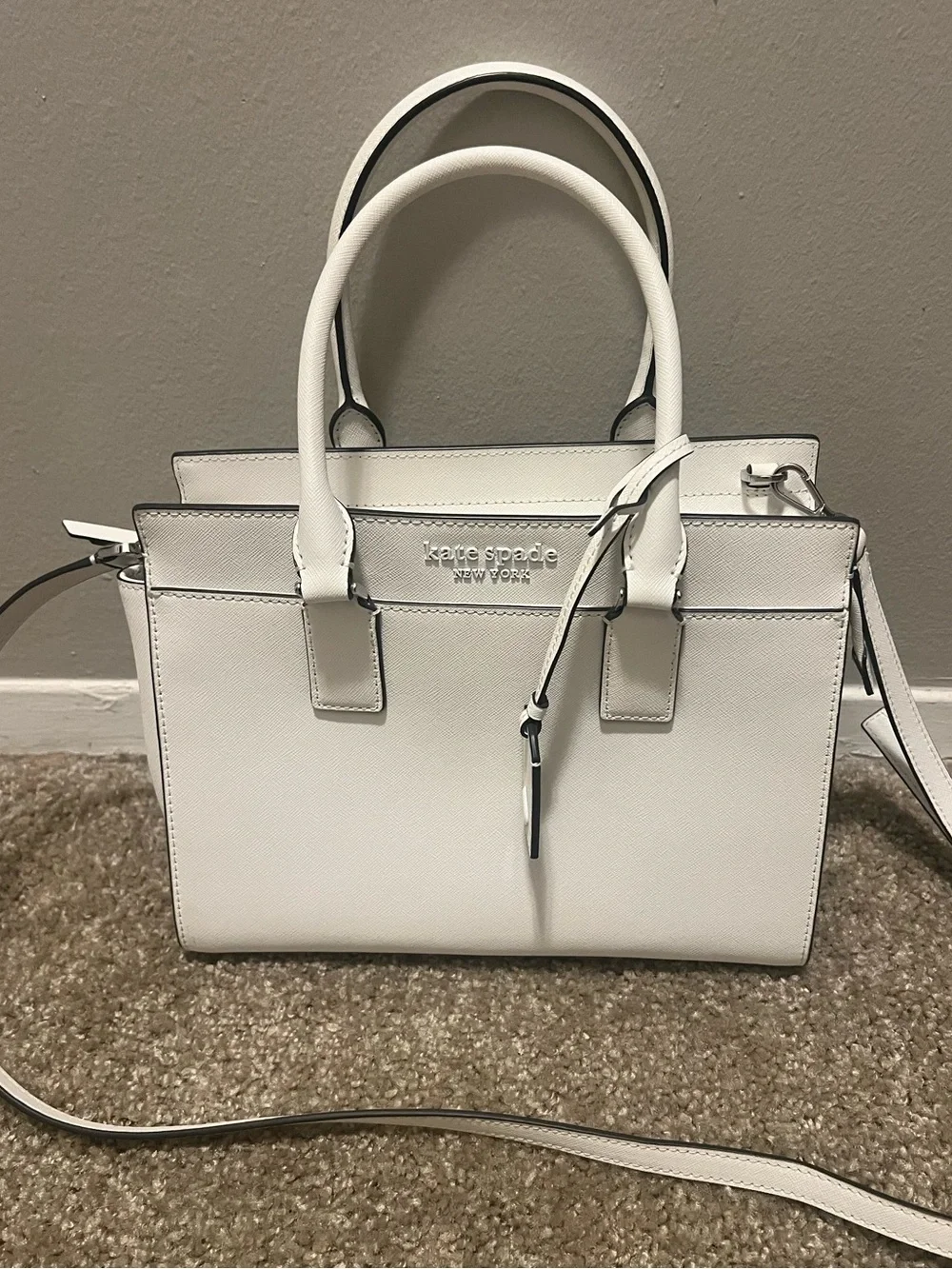 Kate Spade New York Cameron Monotone Medium Satchel optic white NWOT